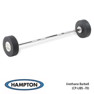 Hampton Fixed Barbell | Pro-Style | Urethane | CURL & STRAIGHT | 20-65 LB SET