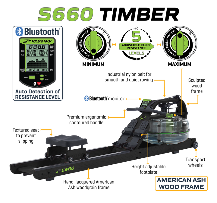 Dynamic Fluid Fitness S680 Timber Rower