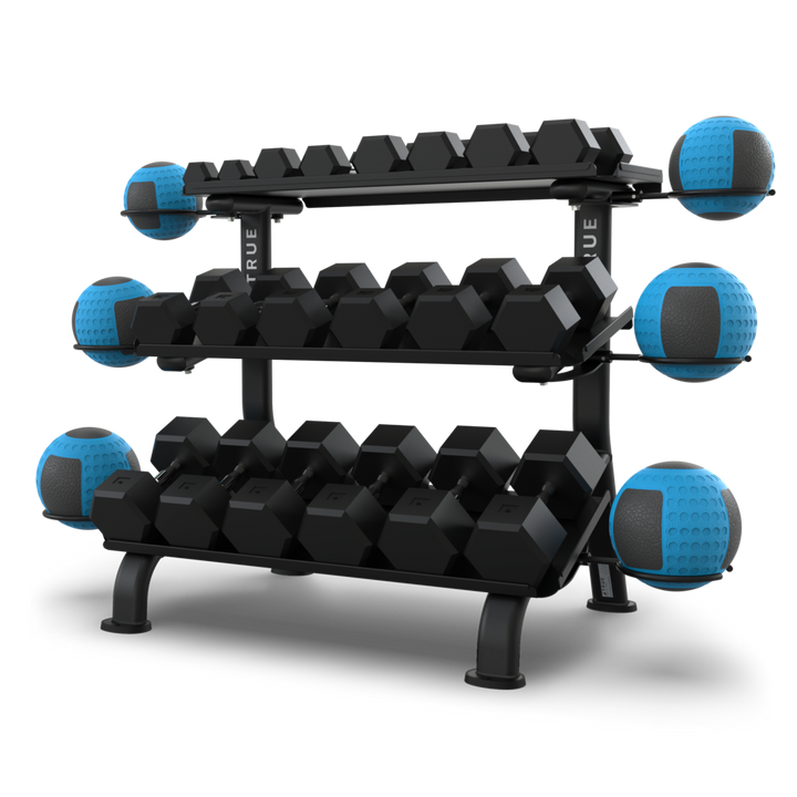 TRUE FS-24 3-Tier Flat Tray Dumbbell Rack
