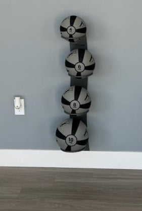 Studio Medicine Ball Rack – Wall Mounted Commercial Package (Gray & Black)